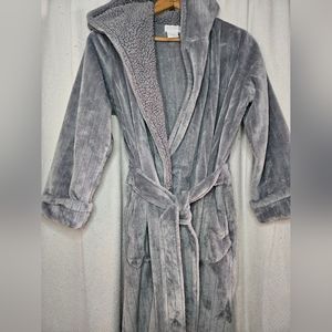SOFTIES size S/M plush gray hooded robe